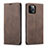 Leather Case Stands Flip Cover T01 Holder for Apple iPhone 12 Pro Max Brown