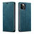 Leather Case Stands Flip Cover T01 Holder for Apple iPhone 12 Pro Max Cyan