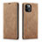Leather Case Stands Flip Cover T01 Holder for Apple iPhone 12 Pro Max Light Brown