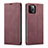 Leather Case Stands Flip Cover T01 Holder for Apple iPhone 12 Pro Max Red Wine