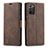 Leather Case Stands Flip Cover T01 Holder for Samsung Galaxy Note 20 5G Brown