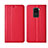 Leather Case Stands Flip Cover T01 Holder for Xiaomi Redmi 10X 4G Red