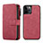 Leather Case Stands Flip Cover T02 Holder for Apple iPhone 12 Pro Max Red