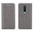 Leather Case Stands Flip Cover T02 Holder for OnePlus 8 Gray