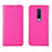 Leather Case Stands Flip Cover T02 Holder for OnePlus 8 Hot Pink