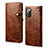 Leather Case Stands Flip Cover T02 Holder for Samsung Galaxy Note 20 5G Brown