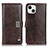Leather Case Stands Flip Cover T03 Holder for Apple iPhone 13 Mini Brown