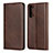 Leather Case Stands Flip Cover T03 Holder for Oppo A91 Brown