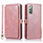 Leather Case Stands Flip Cover T03 Holder for Samsung Galaxy Note 20 5G Rose Gold