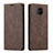 Leather Case Stands Flip Cover T03 Holder for Xiaomi Redmi Note 9 Pro Brown