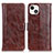 Leather Case Stands Flip Cover T04 Holder for Apple iPhone 13 Brown