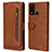 Leather Case Stands Flip Cover T04 Holder for Huawei P Smart (2020) Brown