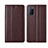 Leather Case Stands Flip Cover T04 Holder for Oppo A92 Brown