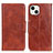 Leather Case Stands Flip Cover T05 Holder for Apple iPhone 13 Brown