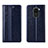 Leather Case Stands Flip Cover T05 Holder for Xiaomi Redmi Note 9 Blue