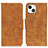 Leather Case Stands Flip Cover T06 Holder for Apple iPhone 13 Light Brown