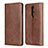 Leather Case Stands Flip Cover T06 Holder for OnePlus 8 Brown