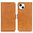 Leather Case Stands Flip Cover T07 Holder for Apple iPhone 14 Plus Yellow