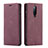 Leather Case Stands Flip Cover T07 Holder for OnePlus 8 Red Wine