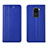 Leather Case Stands Flip Cover T07 Holder for Xiaomi Redmi Note 9 Blue