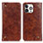 Leather Case Stands Flip Cover T08 Holder for Apple iPhone 14 Pro Max Brown