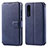 Leather Case Stands Flip Cover T08 Holder for Huawei P30 Blue