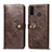 Leather Case Stands Flip Cover T08 Holder for Huawei P30 Lite XL Brown