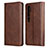 Leather Case Stands Flip Cover T08 Holder for Xiaomi Mi Note 10 Brown