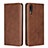 Leather Case Stands Flip Cover T09 Holder for Huawei P20 Brown