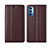 Leather Case Stands Flip Cover T09 Holder for Oppo Reno4 Pro 5G Brown