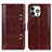 Leather Case Stands Flip Cover T10 Holder for Apple iPhone 13 Pro Max Brown