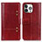 Leather Case Stands Flip Cover T10 Holder for Apple iPhone 13 Pro Max Red