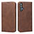 Leather Case Stands Flip Cover T10 Holder for Huawei Nova 5T Brown