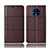 Leather Case Stands Flip Cover T10 Holder for OnePlus 7T Brown