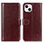 Leather Case Stands Flip Cover T12 Holder for Apple iPhone 13 Mini Brown