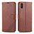Leather Case Stands Flip Cover T12 Holder for Xiaomi Redmi 9AT Brown