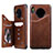 Leather Case Stands Flip Cover T14 Holder for Huawei Mate 30 Pro 5G Brown