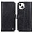 Leather Case Stands Flip Cover T18 Holder for Apple iPhone 14 Plus Black