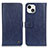 Leather Case Stands Flip Cover T18 Holder for Apple iPhone 14 Plus Blue