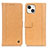 Leather Case Stands Flip Cover T18 Holder for Apple iPhone 14 Plus Yellow