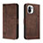Leather Case Stands Flip Cover T22 Holder for Xiaomi Mi 11 Lite 5G Brown