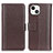 Leather Case Stands Flip Cover T23 Holder for Apple iPhone 13 Mini Brown