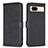 Leather Case Stands Flip Flowers Cover Holder BF1 for Google Pixel 8a 5G Black