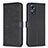 Leather Case Stands Flip Flowers Cover Holder BF1 for Oppo A17 Black