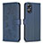 Leather Case Stands Flip Flowers Cover Holder BF1 for Oppo A17 Blue