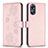 Leather Case Stands Flip Flowers Cover Holder BF1 for Oppo A17 Rose Gold