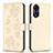 Leather Case Stands Flip Flowers Cover Holder BF1 for Oppo A78 5G Gold