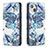 Leather Case Stands Flip Flowers Cover Holder for Apple iPhone 13 Blue