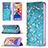 Leather Case Stands Flip Flowers Cover Holder for Apple iPhone 13 Cyan