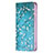 Leather Case Stands Flip Flowers Cover Holder for Apple iPhone 13 Cyan